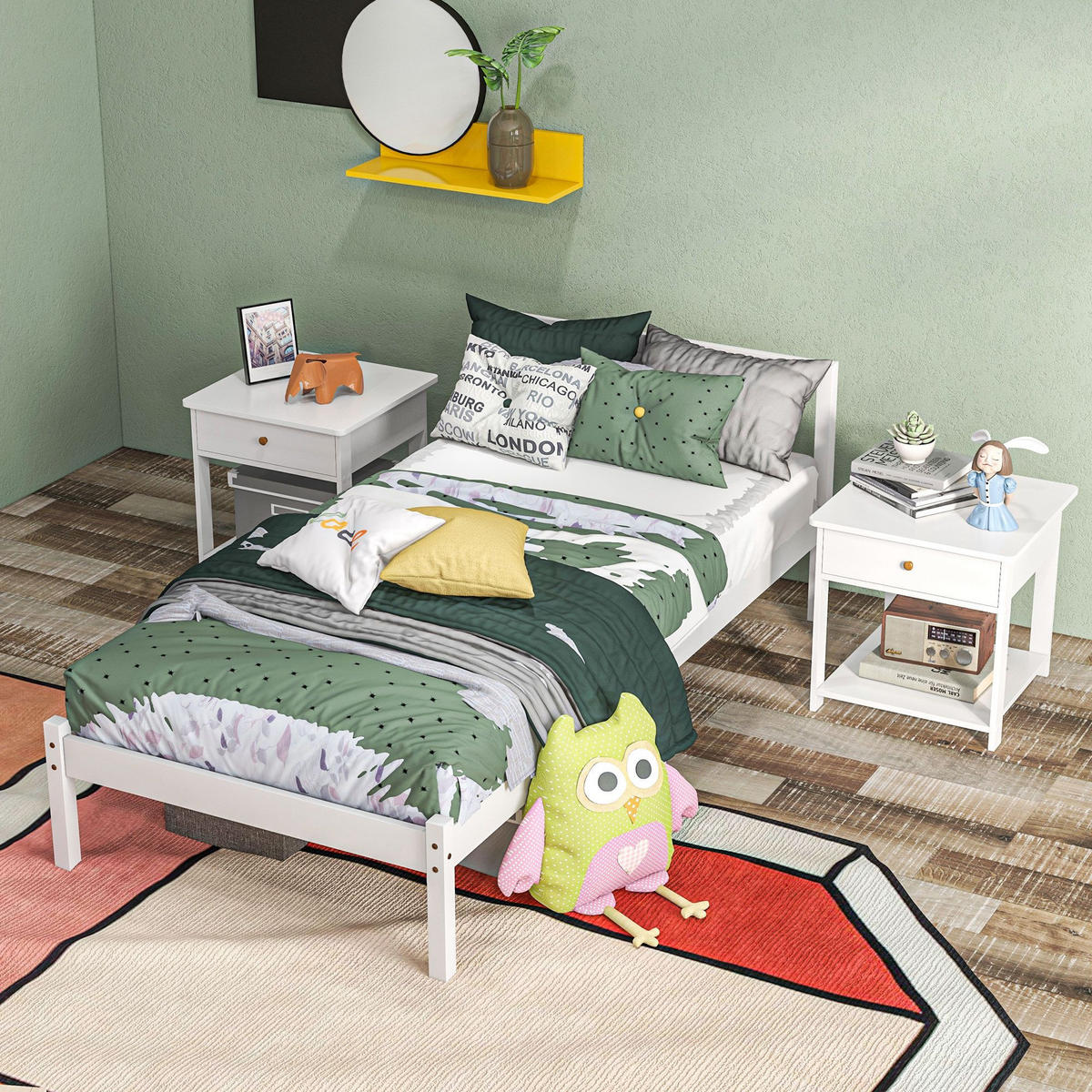 BETT 90/190 cm DE-14563 mit Kopfteil und Lattenrost Naturholz - Weiß, Holzwerkstoff (90/190cm) - ComfortXL