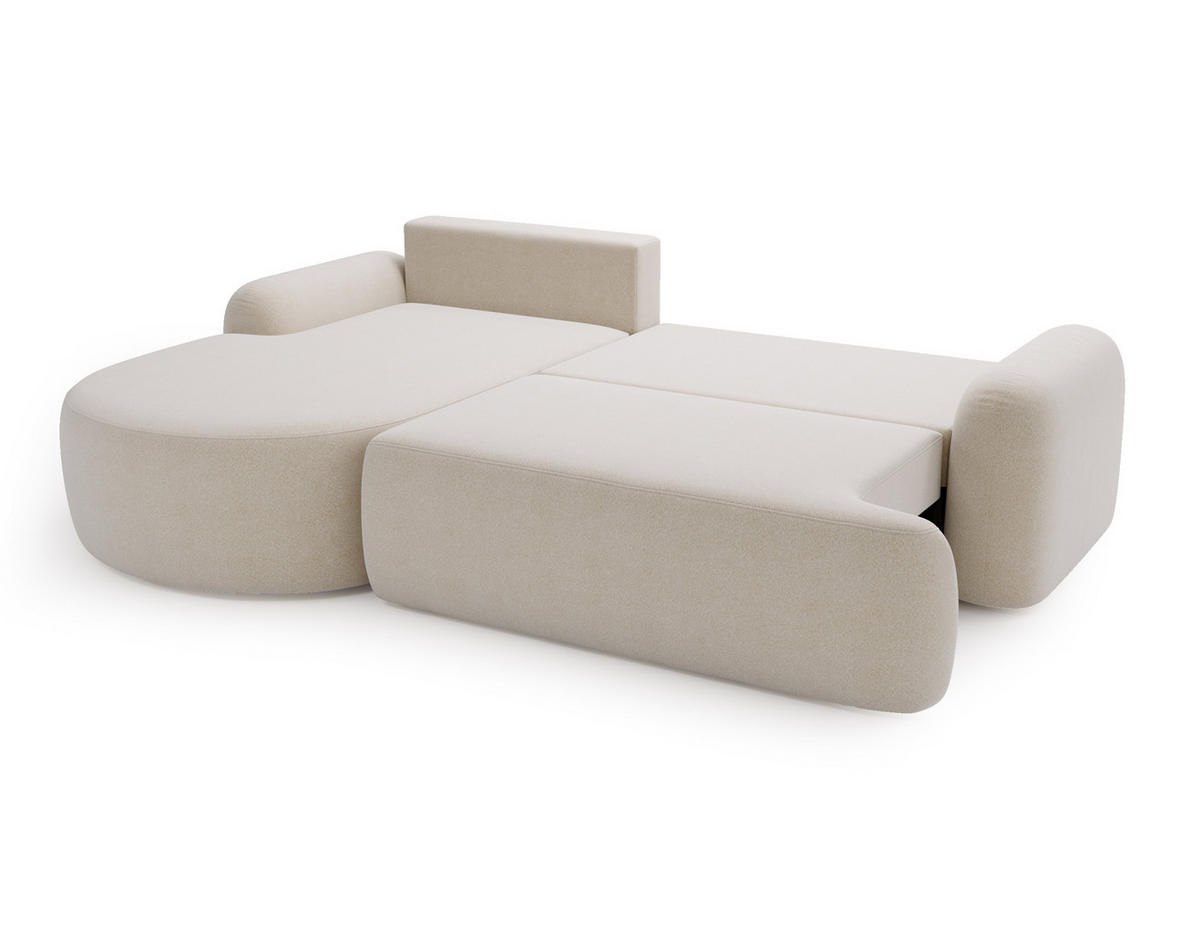 ECKSOFA Cloudy Creme, Sofa aus Boucle-Stoff mit Kissen, linke seite - Creme, Holzwerkstoff/Textil (177/261cm) - Bettso