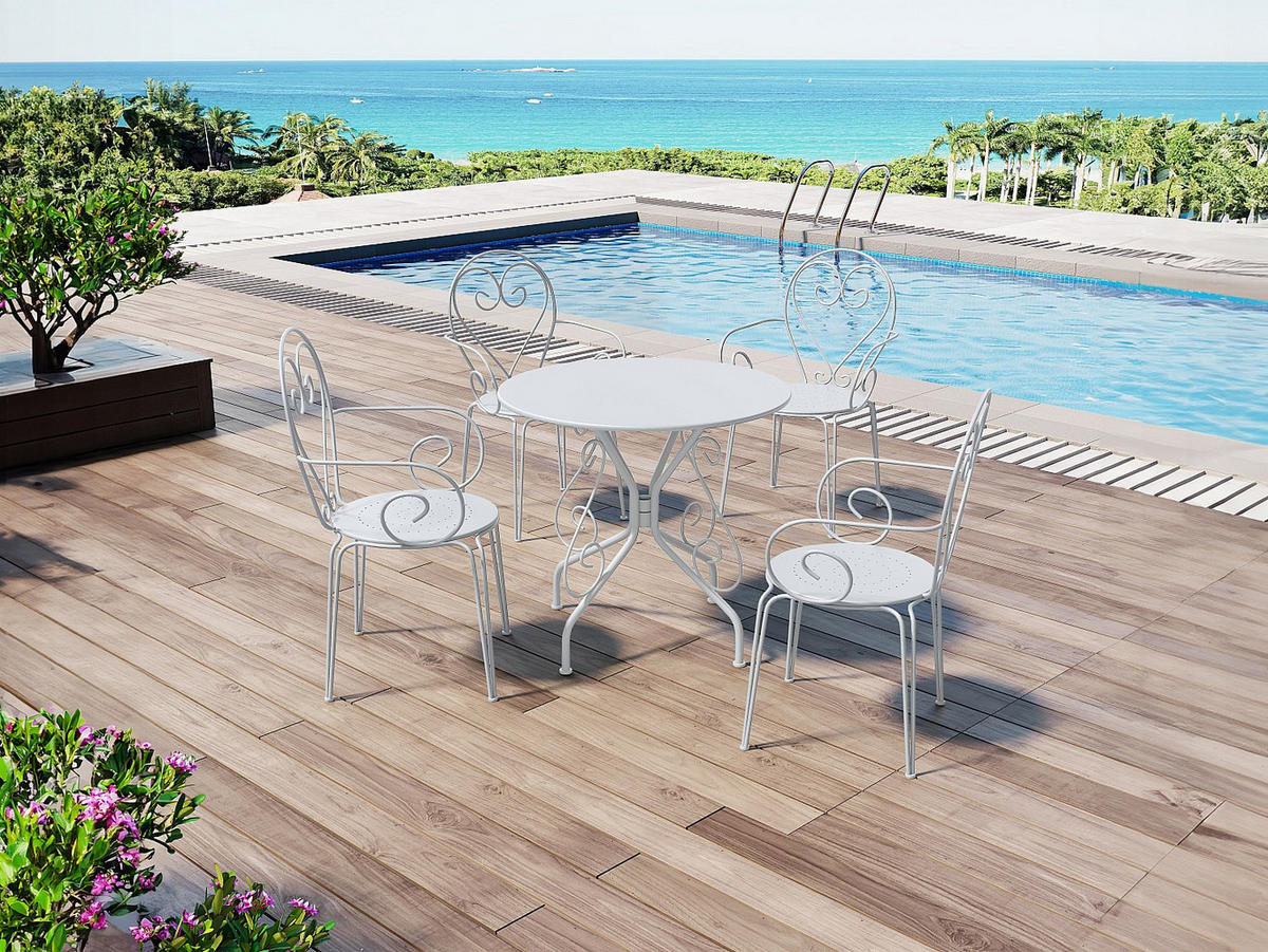 GARTENESSGRUPPE im Set - 4 -Sitzer - Metall - weiß - GUERMANTES - Weiß, Metall - Vente-Unique