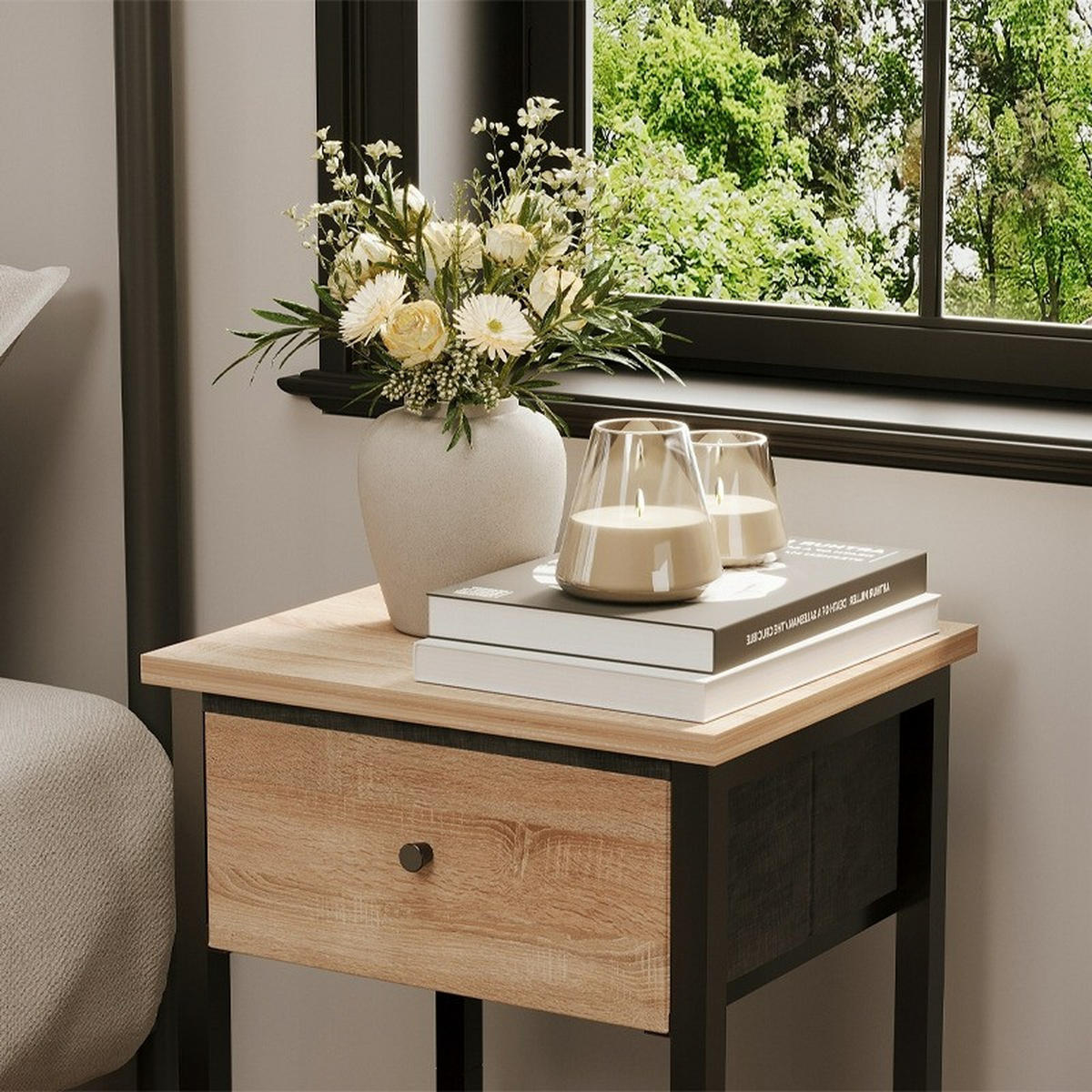 NACHTTISCH, Hellbraun, 38/51/28 cm - Braun, Holz (38/51/28cm)