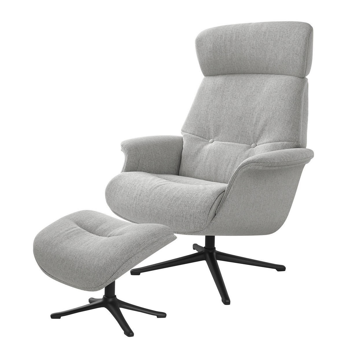 POLSTERHOCKER - Hellgrau/Schwarz, Textil/Metall (44/39/42cm) - home24