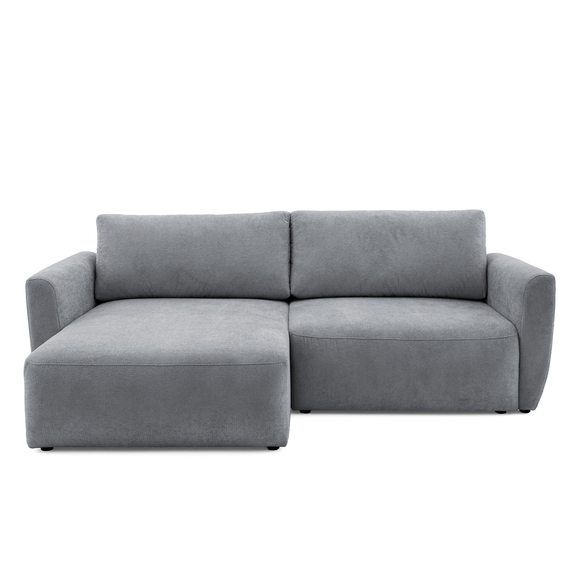 ECKSOFA BELLA L Links mit Schlaffunktion 140x205 Velours Grau - Schwarz/Grau, Holz/Kunststoff (230/165cm) - Muffo