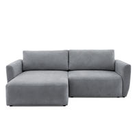 ECKSOFA BELLA L Links mit Schlaffunktion 140x205 Velours Grau - Schwarz/Grau, Holz/Kunststoff (230/165cm) - Muffo