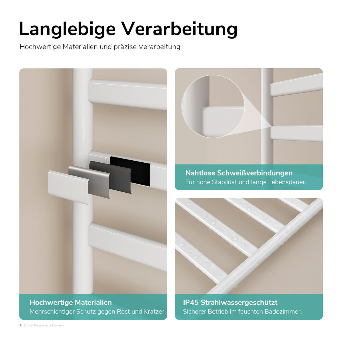 HANDTUCHHEIZKÖRPER elektrisch Standmodell Weiß 100/53/26 cm - Weiß, Metall (53/100/26cm) - EMKE