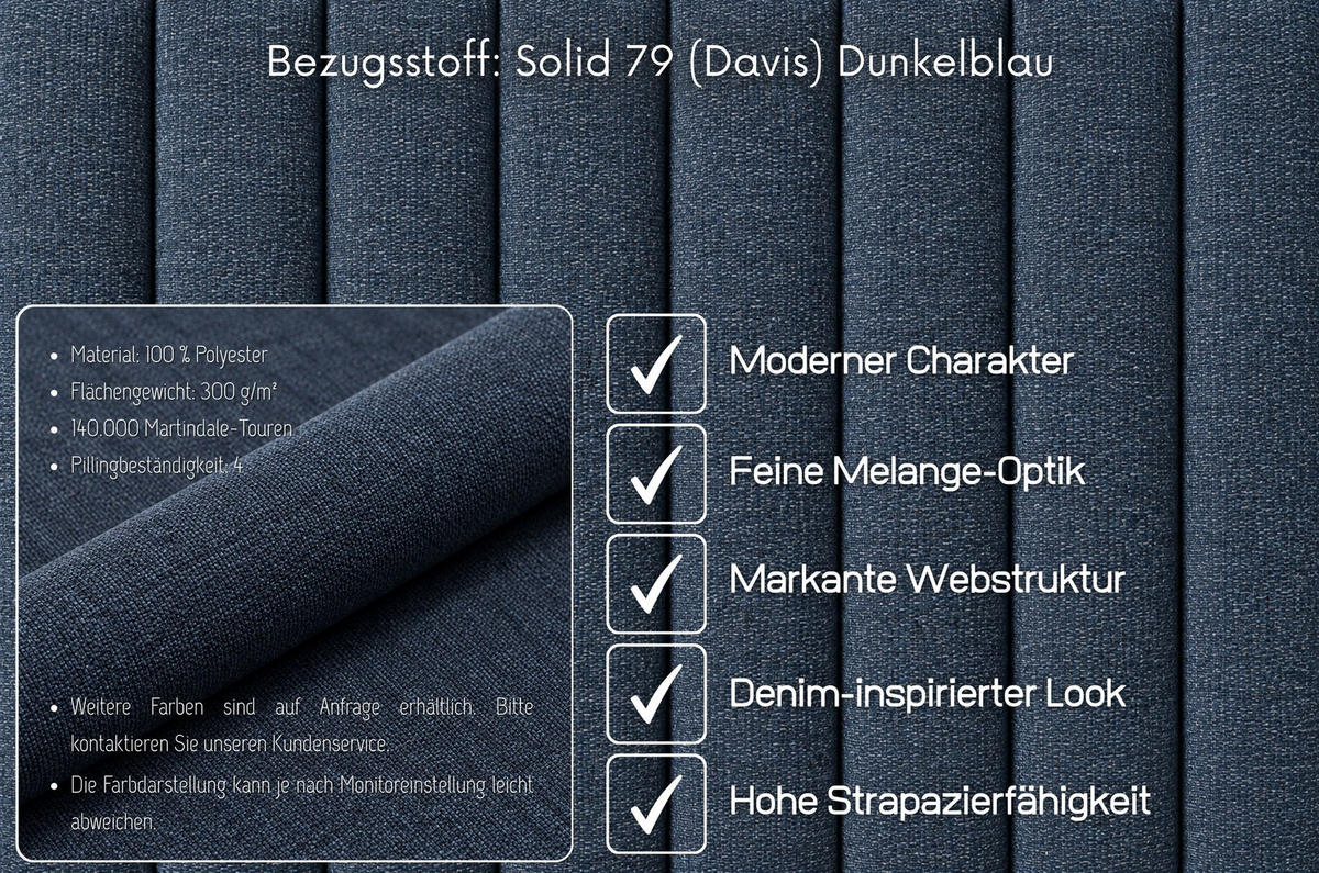MASSIVHOLZBETT Ulf 160/200, schwebende Optik, Naturfarben-Denim Blau - Buchefarben, Holz/Buchenholz (160/200cm) - Visby