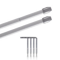 GARDINENSTANGE 2er-Pack Silber Chrom matt 110-150 cm + 4 Schraubhaken - Silberfarben, Metall (1/100cm)