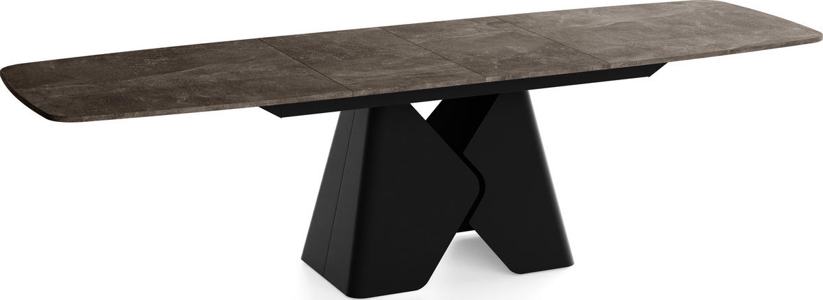 ESSTISCH Vanta rechteckig ausziehbar verlängerbar mit Schwarzem Metallgestell, Beton Dunkelgrau 180-270/90/76 cm - Dunkelgrau/Schwarz, Holzwerkstoff/Metall (90/270/76cm) - WFL GROUP
