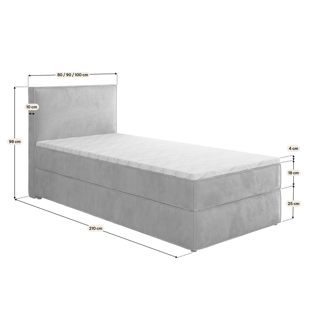 BOXBETT PELLIO 90x200 cm mit Matratze und Topper - Lila - Lila, Holz (90/200cm) - MASSENO