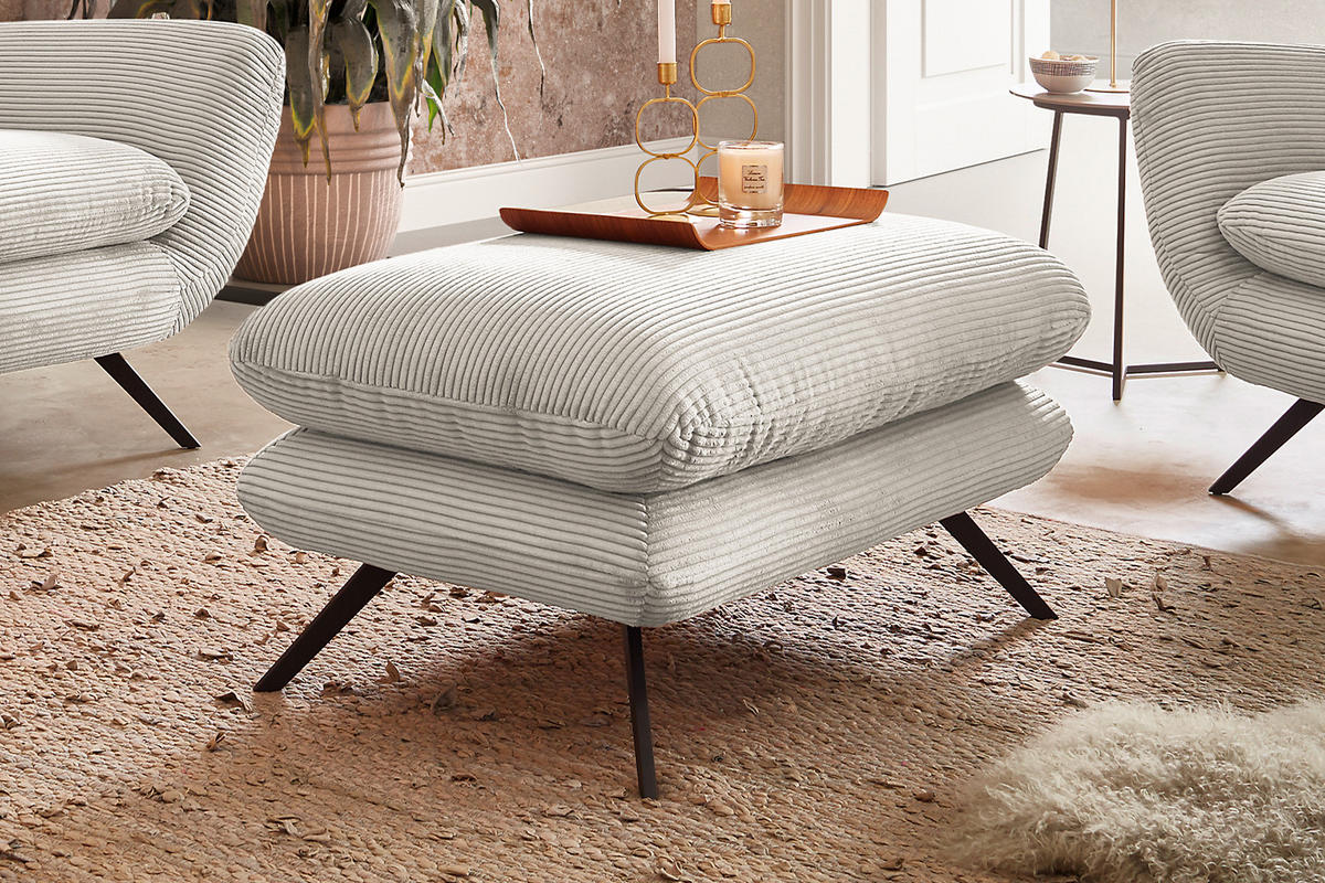 HOCKERBANK CHARME Cremeweiß - Creme, Textil (90/45/60cm) - KAWOLA