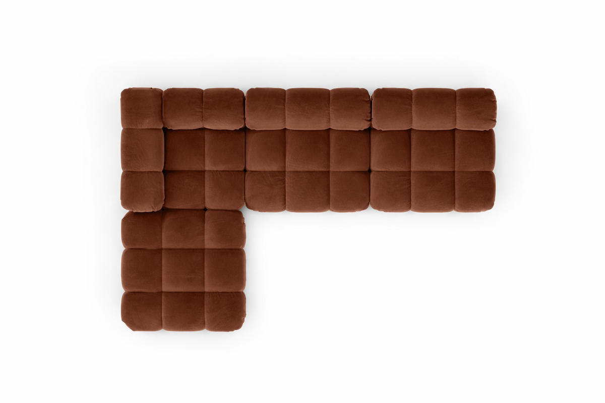 ECKSOFA L-Form Modulare, Veloursstoff Salvador, Dunkelbraun, Links, Selia - Dunkelbraun, Holz (285/160cm) - Kaiser Möbel