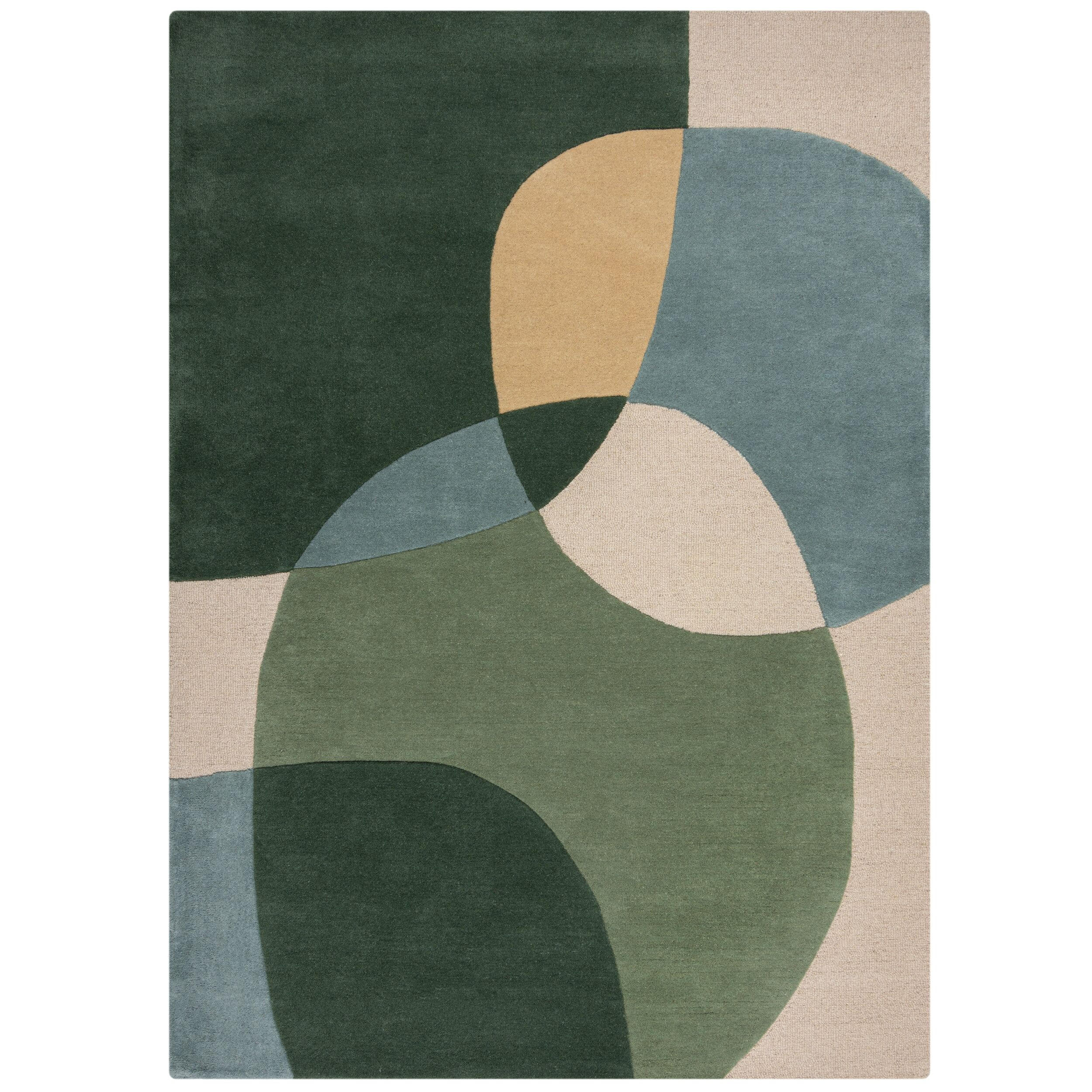 WOLLTEPPICH Abstrakt-Design mit farbakzente AIRE - Grün, Textil (200/290cm) - KADIMA DESIGN