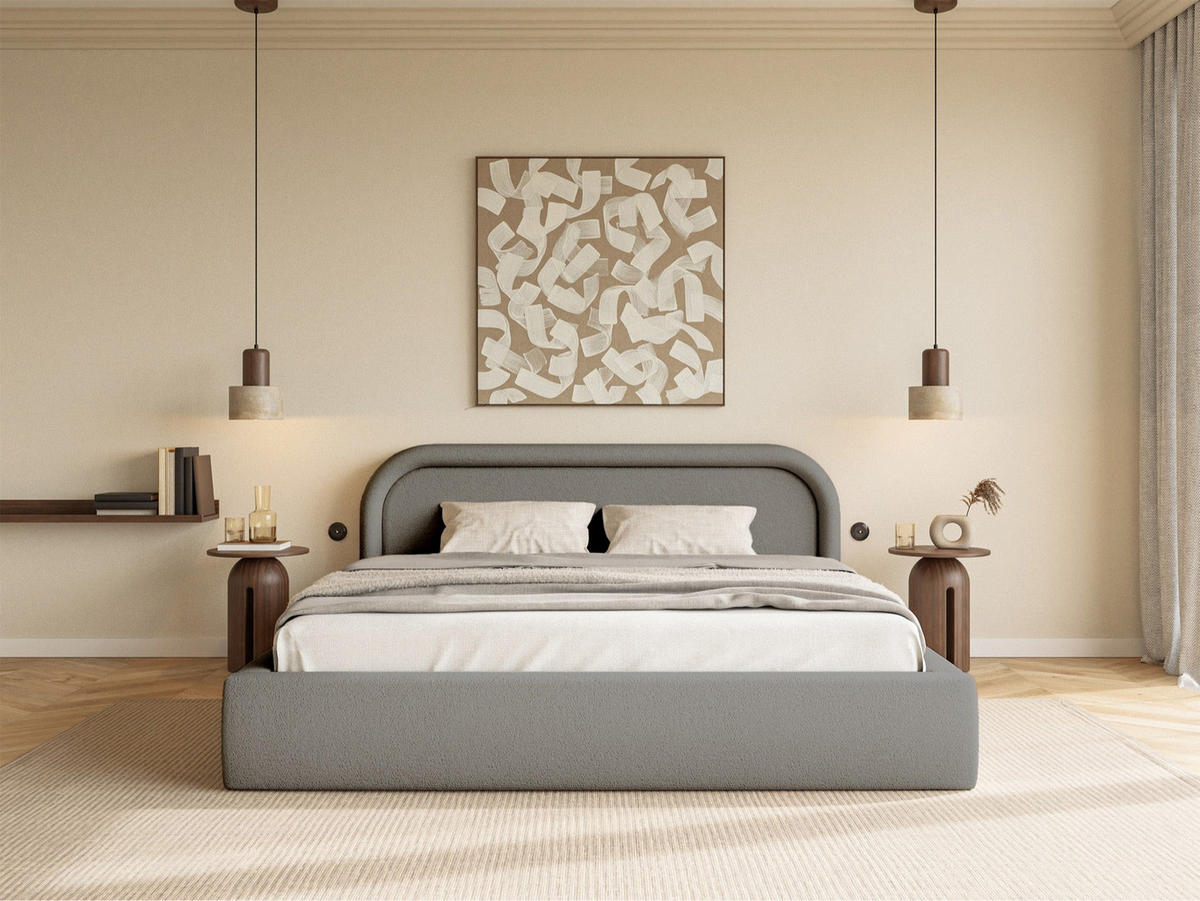 POLSTERBETT Ruvi Grau 180x200 cm - Schwarz/Grau, Holz/Textil (180/200cm) - Selsey