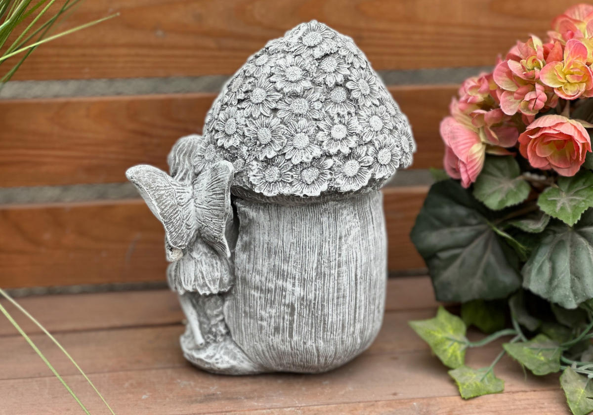 FEEN- und Elfenhaus aus Steinguss, handgefertigt, frostsicher - Grau, Stein (20/24/15cm) - stoneandstyle