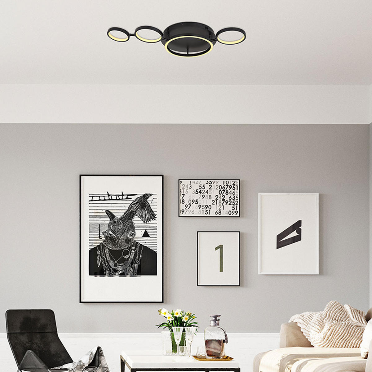 LED DECKENLEUCHTE Metall Schwarz - Schwarz, Metall (79/39/11.5cm) - Globo Lighting