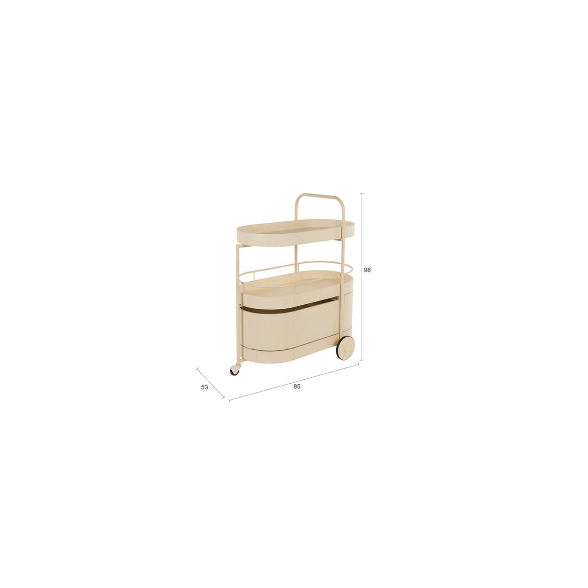 BEISTELLTISCH Wim - Beige, Metall (53/85/98cm) - Zuiver