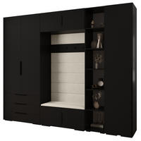 GARDEROBEN-SET 236,7/290/47 - Schwarz/Weiß, Holz/Kunststoff (290/236.7/47cm) - Abiks Möbel