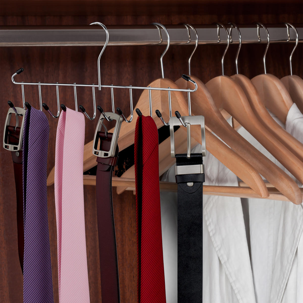 DRŽIAK opasku - strieborná, kov/plast (35/15/4cm) - Relaxdays