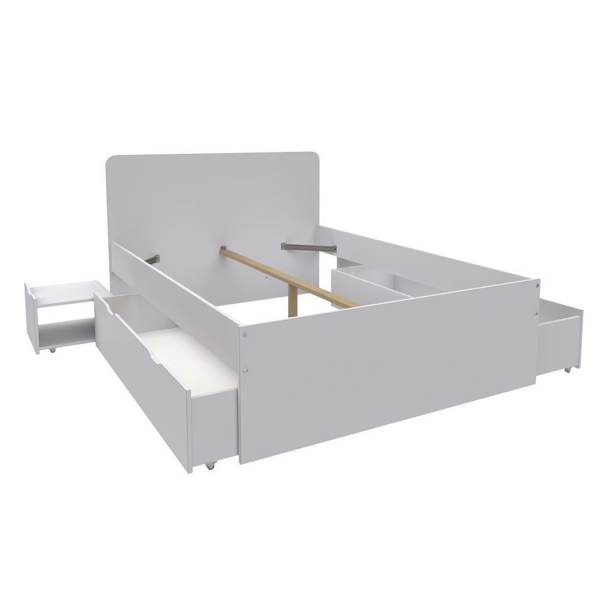 DOPPELBETT ZENIA/ 140X190 + 2 Nachtisch + 2 Schublade- Weiß - Weiß, Holzwerkstoff (140/190cm) - Weber Industries