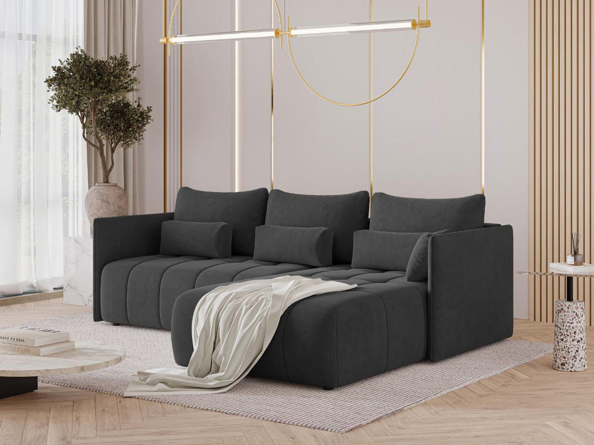 ECKSOFA Ardi Anthrazit - Anthrazit/Schwarz, Holz/Textil (245/182cm) - Graingold