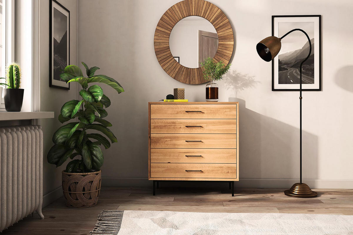 KOMMODE HOCH LEON Wildeiche - Wildeiche, Holz (97/95/45cm) - byoak
