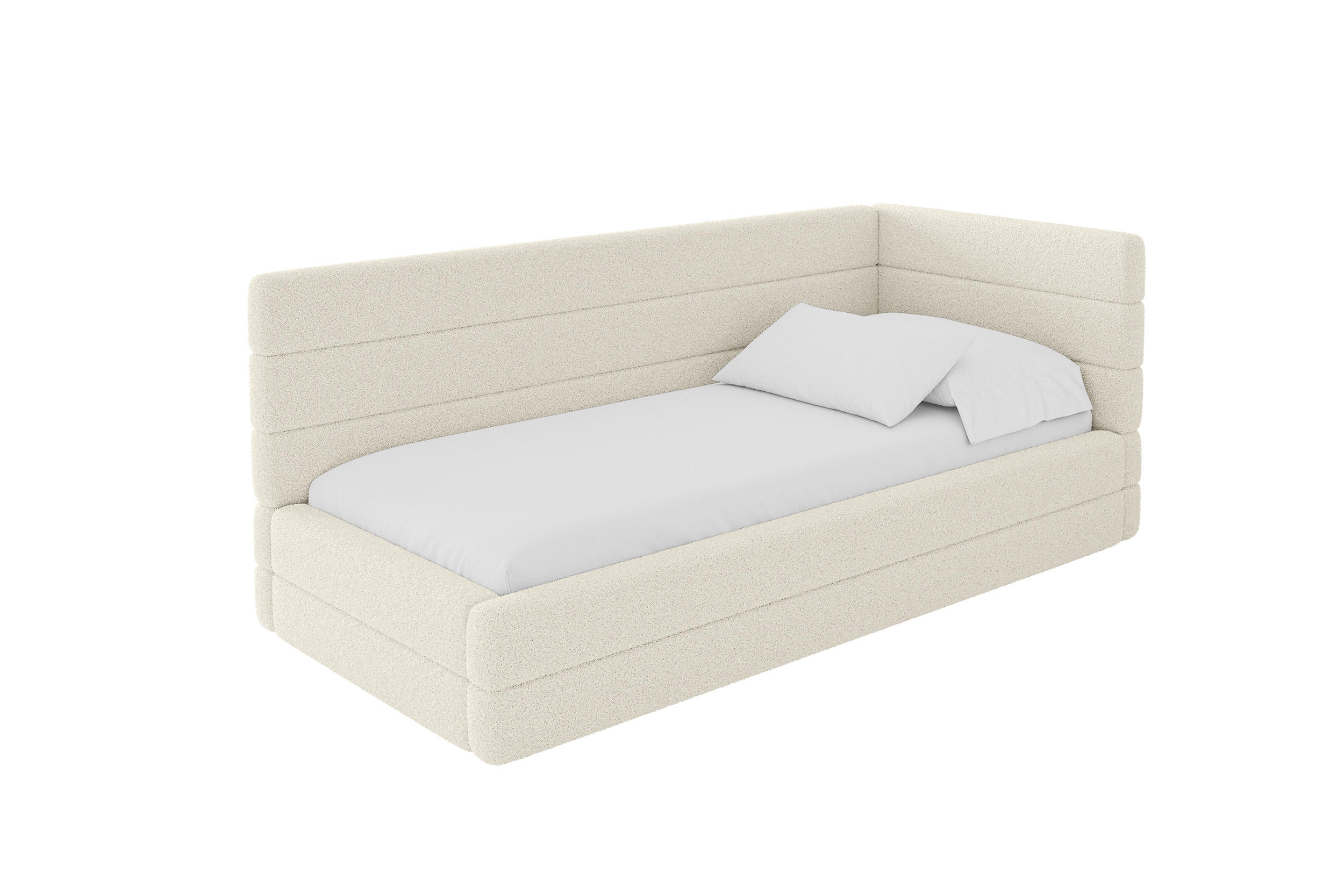 EINZELLBETT Jugendbett mit Bettkasten und Matratze H3/H4, Links - BEMY 90x200 Beige - Champagner, Holzwerkstoff/Textil (90/200cm) - ALTDECOR