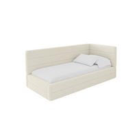 EINZELLBETT Jugendbett mit Bettkasten, Links - BEMY 90x200 Beige - Champagner, Holzwerkstoff/Textil (90/200cm) - ALTDECOR