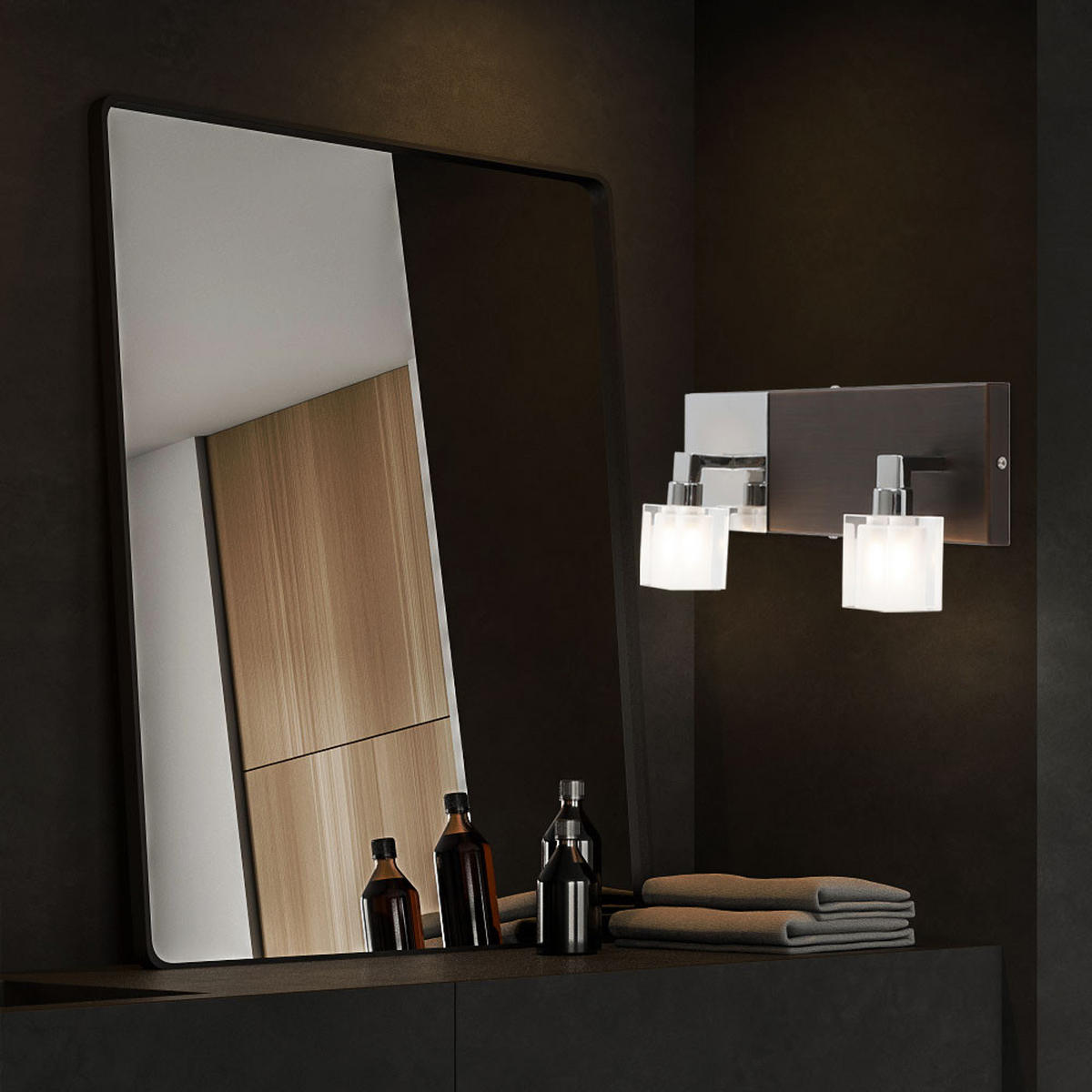 LED WANDLEUCHTE AZOT Holz Silber - Silberfarben, Holz (9/17/38cm) - Globo Lighting