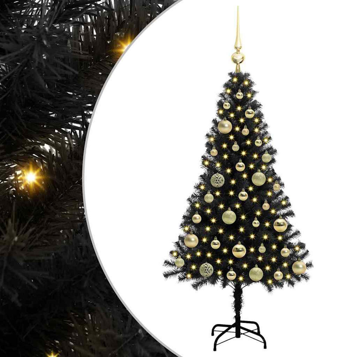 WEIHNACHTSBAUM 65/65/120 cm Schwarz PVC - Schwarz, Kunststoff (120cm) - vidaXL