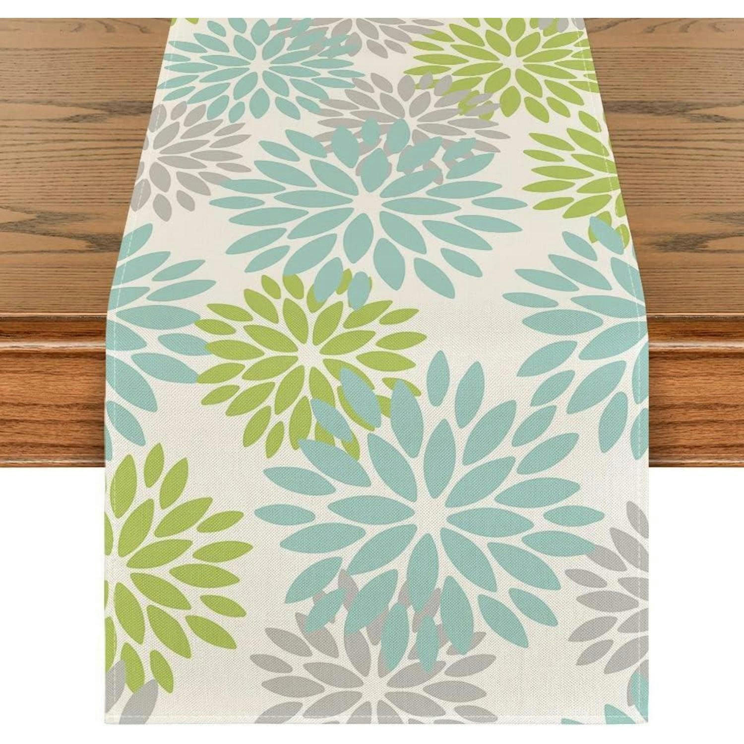 TISCHLÄUFER Blumenmuster Grün 40 x 300 cm - Multicolor, Textil (300/40/1.5cm)