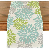 TISCHLÄUFER Blumenmuster Grün 40 x 300 cm - Multicolor, Textil (300/40/1.5cm)
