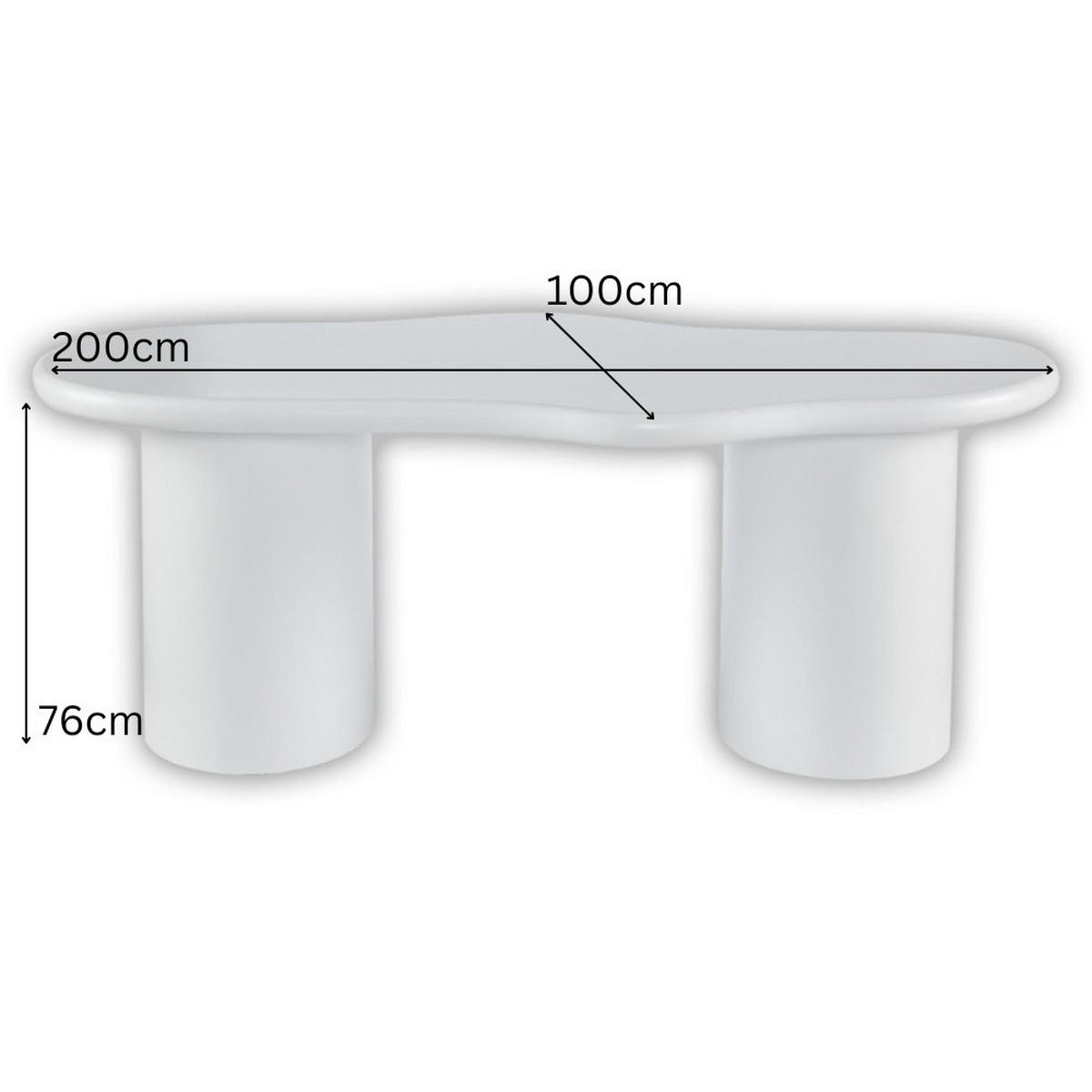 ESSTISCH Bobbio in weiß MDF organisches Design 200 cm - Weiß, Holz (200/100/76cm) - alesvelt
