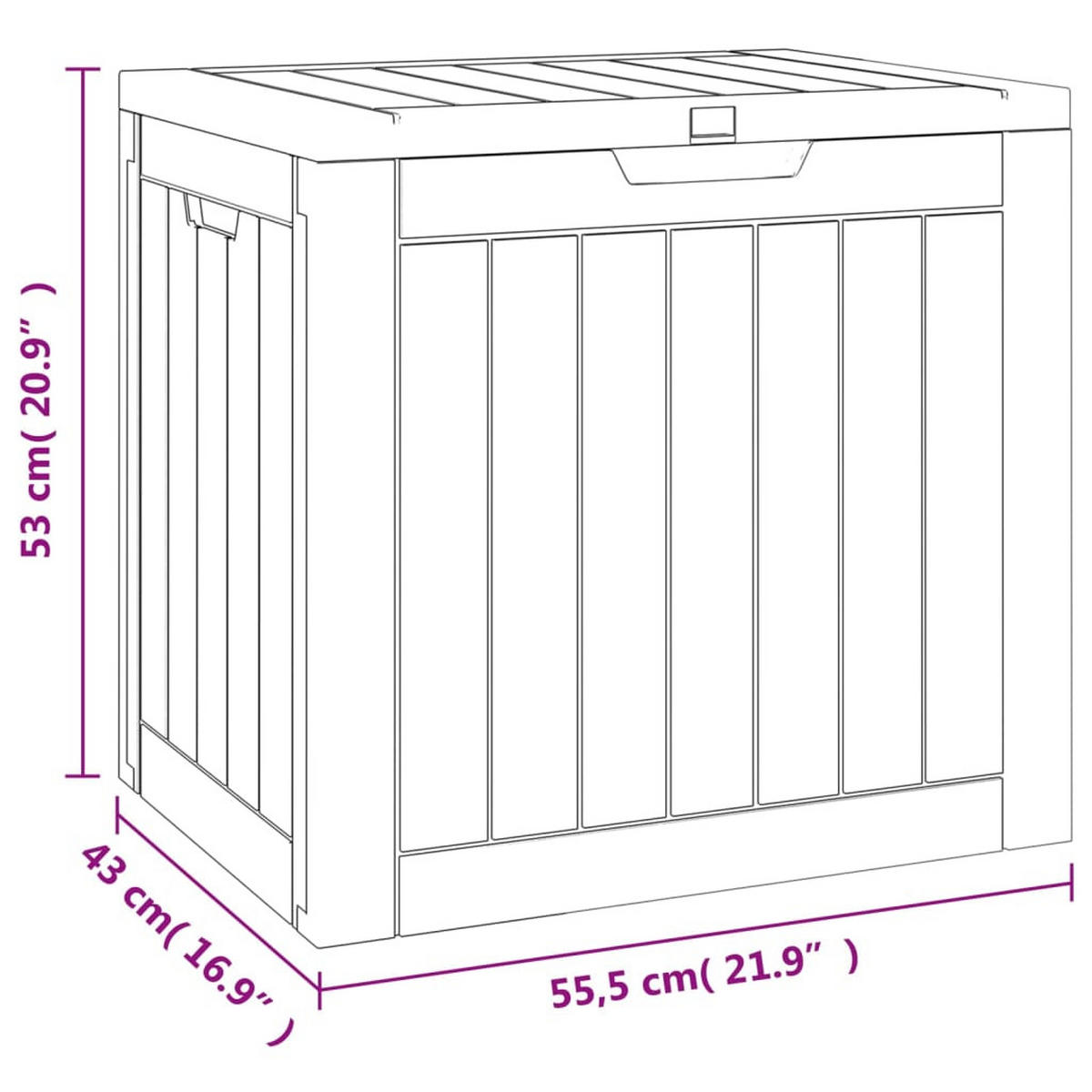 GARTENBOX Schwarz 55,5/43/53 Cm Polypropylen - Schwarz, Kunststoff (55.5/53/43cm) - vidaXL
