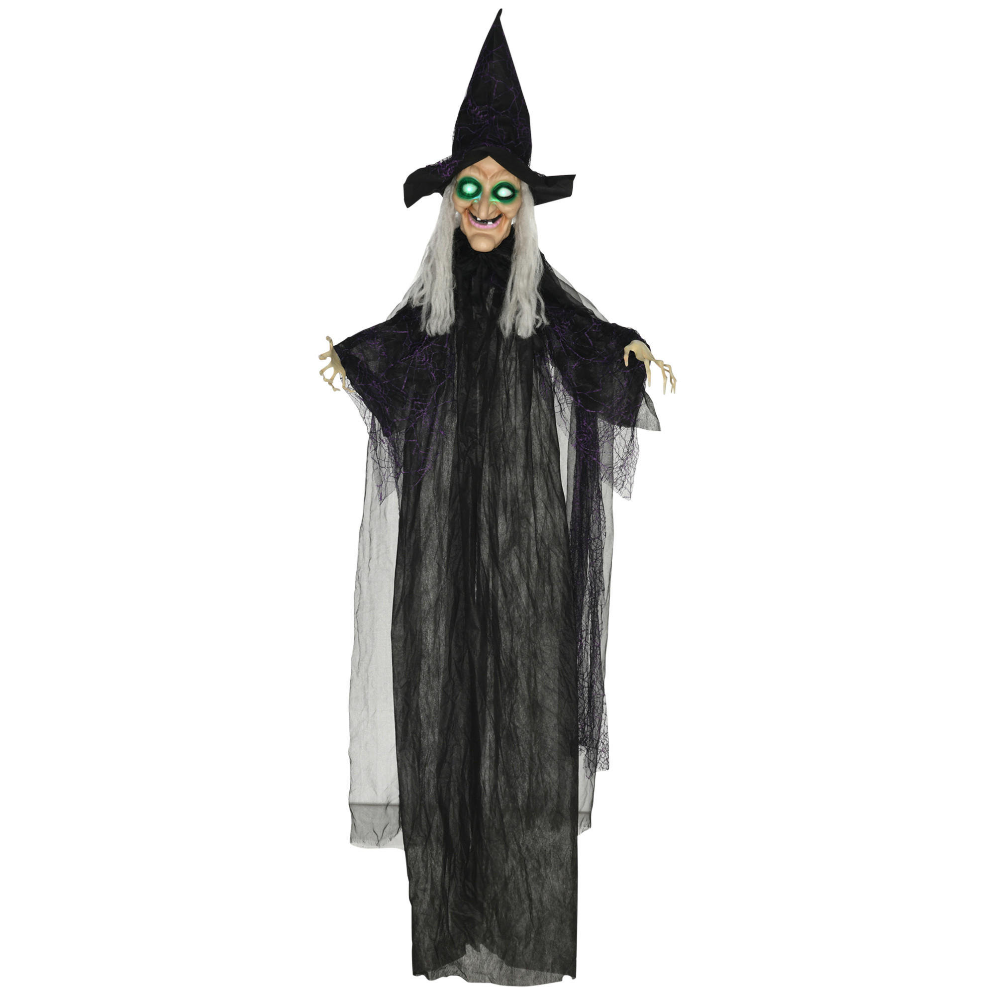HOMCOM 183 cm halloweenská dekorace Halloweenská čarodějnice s LED světly, zvuková funkce