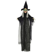 HALLOWEEN HORROR-CLOWN, Schwarz, Polyester, PE, Stahl - Schwarz, Kunststoff (18/183/130cm) - HOMCOM