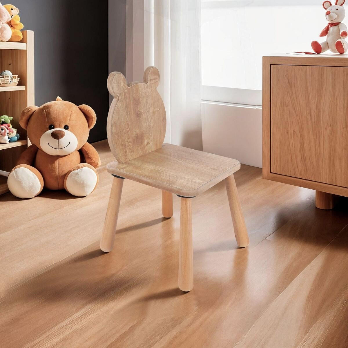 KINDERSTUHL mit bärenlehne 30/30/55 cm - Eichefarben, Holzwerkstoff (30/55/30cm) - Calicosy