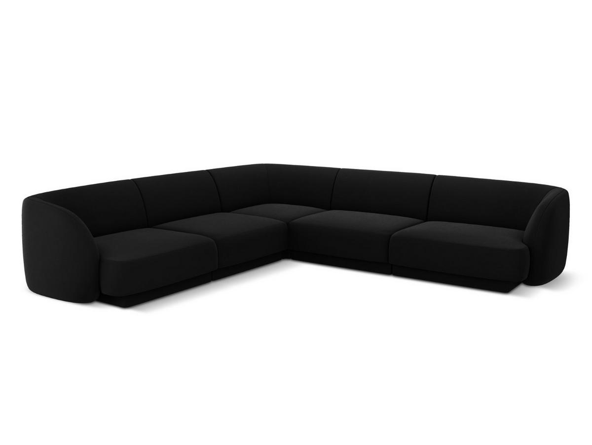 WENDBARES-ECKSOFA Miley aus Samt schwarz 5 Sitzplätze - Schwarz, Textil (255/255cm) - Micadoni