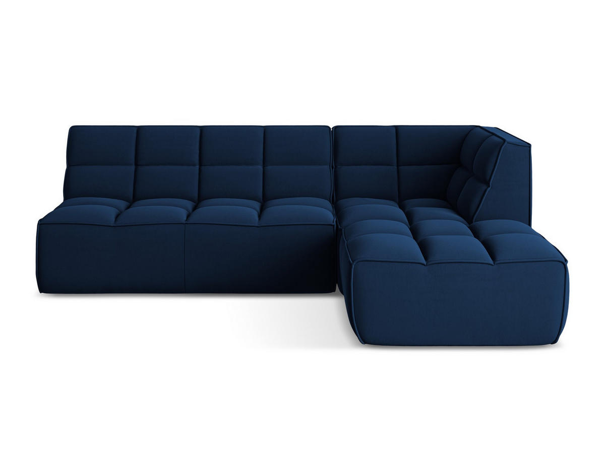 ECKSOFA Beidseitig Samt Stoff Blau - Blau/Schwarz, Kunststoff/Textil (258/178cm) - Makamii