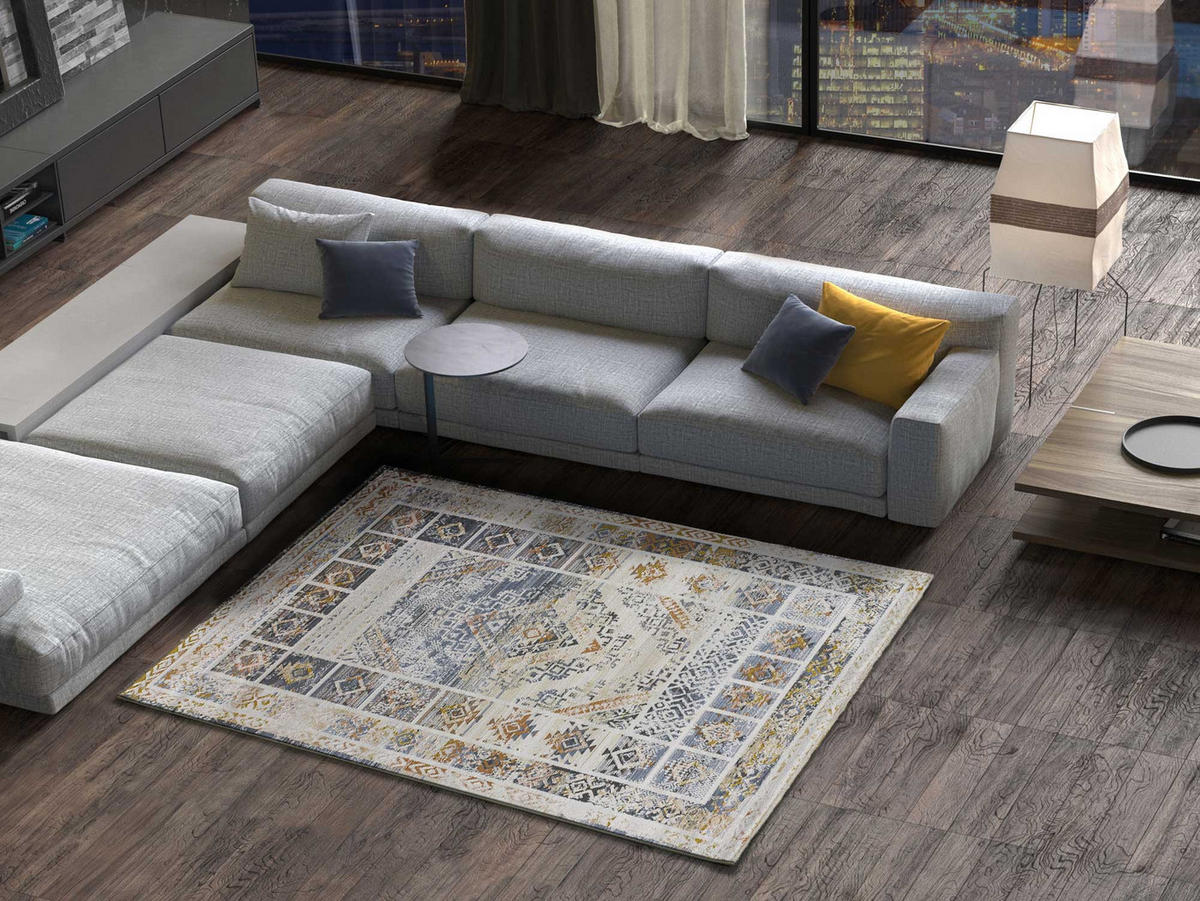 VINTAGE-TEPPICHE Beige Kilis 154/230 cm - Pastellblau/Beige, Naturmaterialien/Textil (154/230cm) - Atticgo