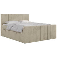 BOXBETT INERO DUO 180/200 - Beige Velvet - Topper Visco - H4 - Beige/Schwarz, Kunststoff/Textil (180/200cm) - MKS