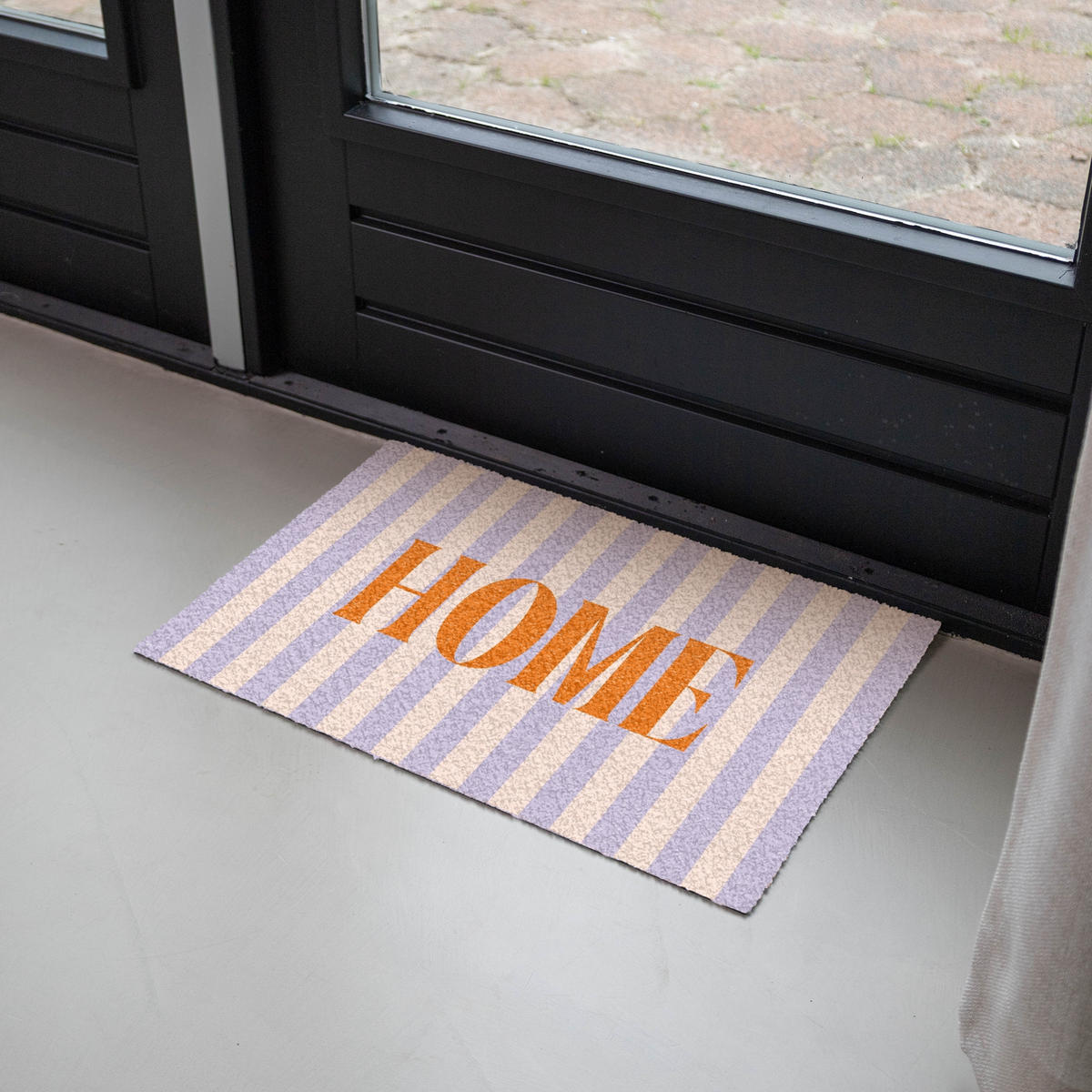 FUSSMATTE Lila – Orange – Streifen – Startseite 60x40 cm - Flieder, Kunststoff (60/0.4cm) - MuchoWow