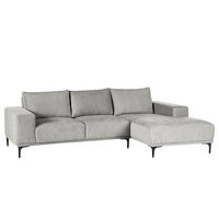 ECKSOFA - Schwarz/Grau, Textil/Metall (244/150cm) - home24