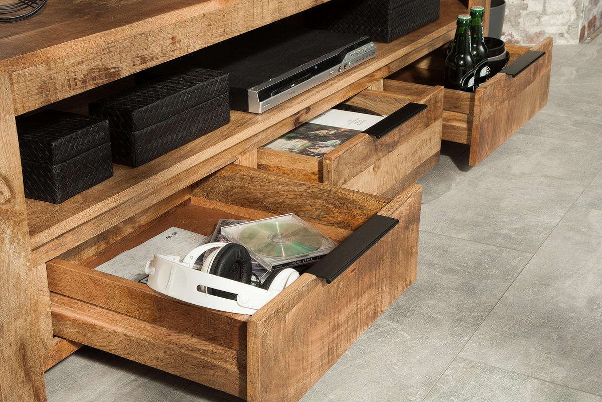 LOWBOARD IRON CRAFT Mango Natur 170 cm - Naturfarben, Holz/Metall (170/45/45cm) - riess-ambiente