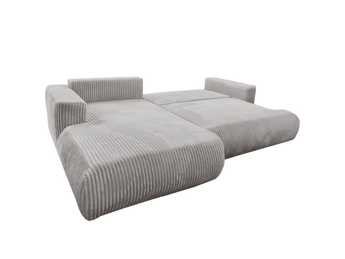 ECKSOFA Luna L links Hellgrau aus Cord - Hellgrau, Textil (271/195cm) - KS Home Concept