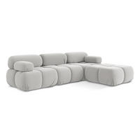 ECKSOFA Beidseitig Samt Stoff Grau - Silberfarben/Schwarz, Kunststoff/Textil (285/191cm) - Makamii