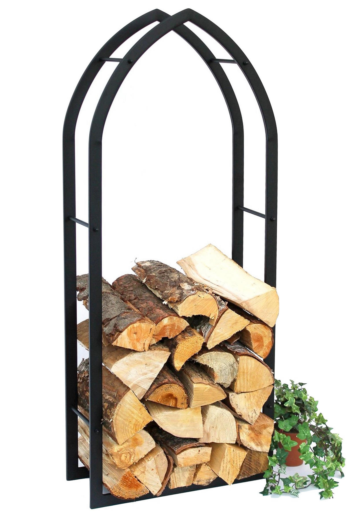 KAMINHOLZREGAL MOS Innen Schwarz Metall 123 cm - Schwarz, Metall (50/123/19cm) - DanDiBo
