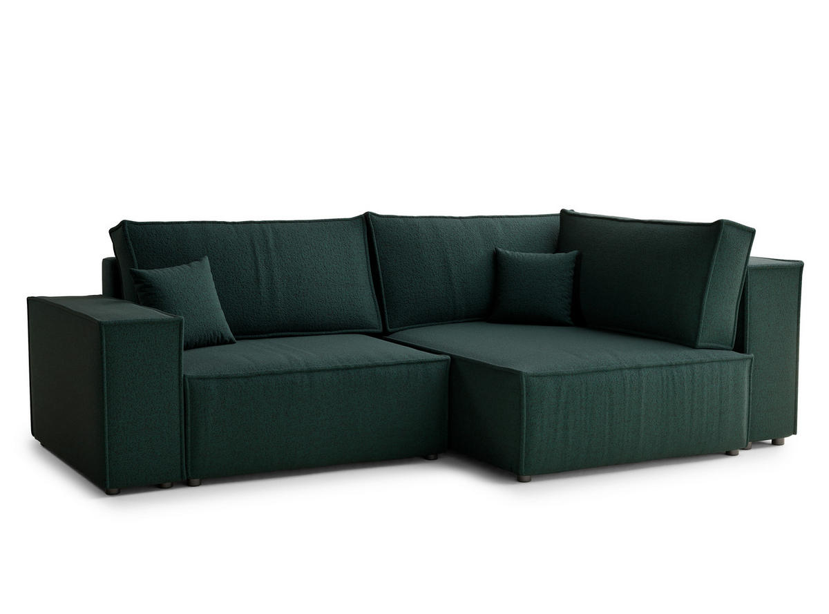 ECKSOFA MIT SCHLAFFUNKTION Tonga Grün Webstoff - Schwarz/Grün, Holz/Holzwerkstoff (255/105cm) - Maison de Reve