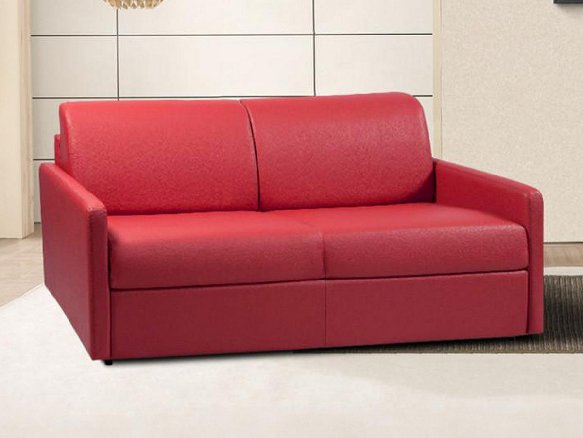 SCHLAFSOFA - 4 Personen - Kunstleder - Rot - - Rot, Leder (190/85/223cm) - Vente-Unique