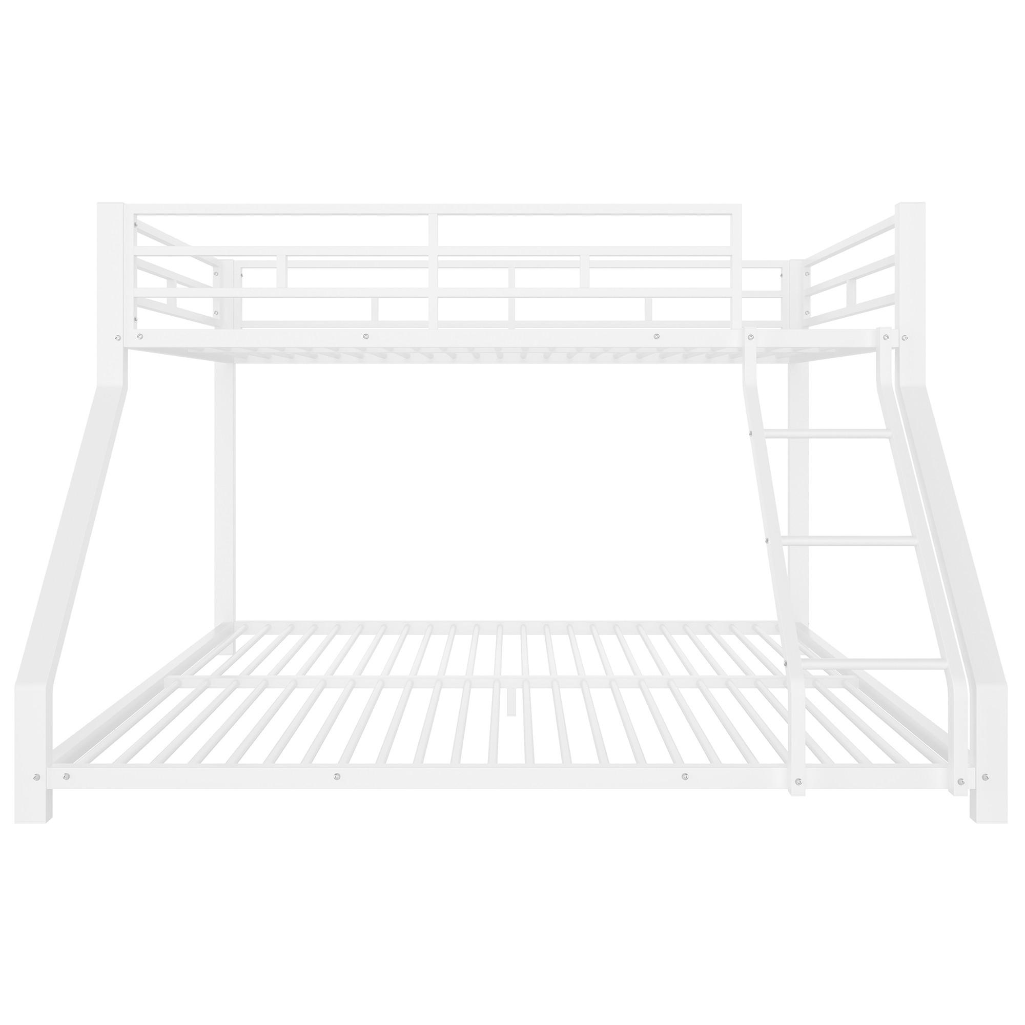 KINDERBETT Weiß Liegefläche 90/200 cm und 140/200 cm, Etagenbett, Sicherheitsgeländer, Treppe - Weiß, Metall (90/200cm) - PANGIVO