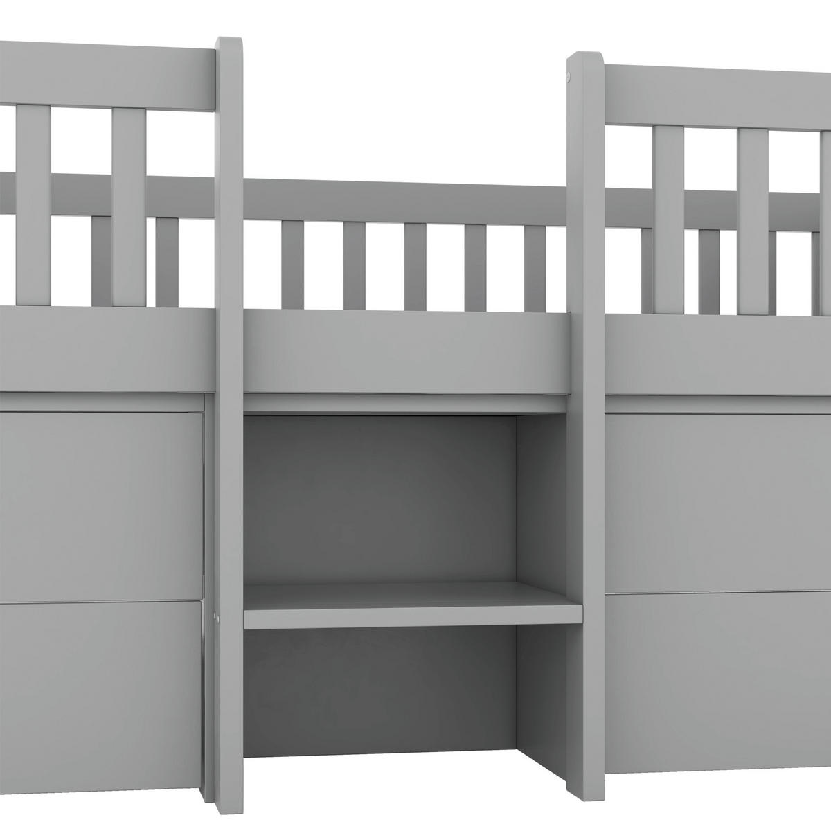 HOCHBETT 90/200 cm grau mit 4 Schubladen und Sicherheitsgeländer - Grau, Holz (90/200cm) - OKWISH