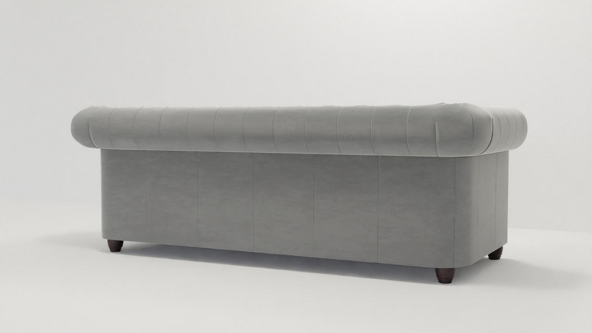 CHESTERFIELD-SOFA 3-sitzer Nyx Grau Samt - Braun/Grau, Holz/Textil (203/72/86cm) - S-Style Möbel